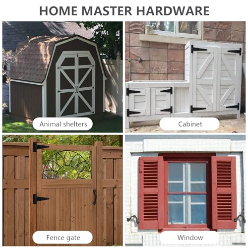 Heavy Duty 8-Inch Black Gate Hinges 6 Pack - Durable T-Style Fence & Door Hardware