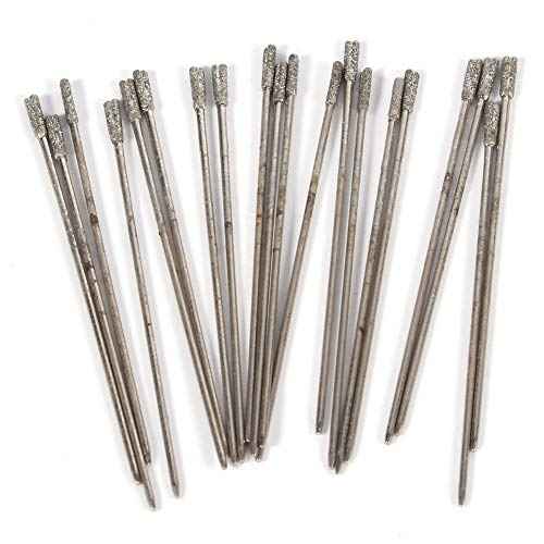Drill Bits-20PCS 1mm Diamond Coated Lapidary Drill Bits Solid Bits Needle for Jewelry Agate
