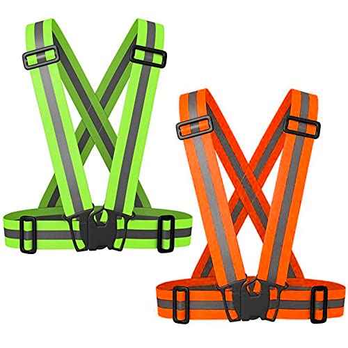 Reflective Safety Vest 2pcs - High Visibility Vest Adjustable Straps for Outdoor Jogging, Cycling,Walking,Workers