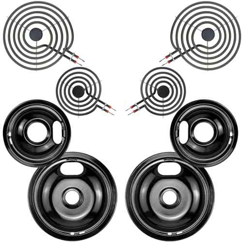Electric Stove Drip Pans,Drip Pans for Electric Stove W10290353(6") W10290350(8") and Electric Stove Burner MP15YA(6") MP21YA(8") Compatible for Whirl-pool Ken-more May-tag Ama-na etc by MIFLUS