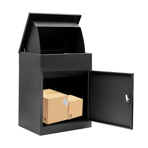 Ydocabinit Package Delivery Boxes for Outside, Extra Large Mailbox for Parcel, Galvanized Steel Parcel Mailbox, Wall Mounted Lockable Anti-Theft for Porch,Curbside XL-Black