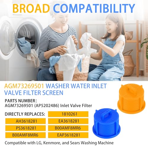 4-Pack Washing Machine Water Filter Screens for LG/Kenmore/Whirlpool – Inlet Valve Filter Set, Model 1810261/AP5202486/PS3618281