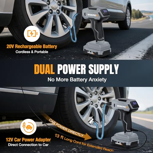 WORKPROX Portable Tire Inflator - Wireless 150 PSI Car & Bike Air Pump with Digital Gauge