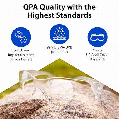 Quest Protective Apparel Safety Glasses for Men and Women - Anti Fog Safety Goggles for Shooting, Lab, or Construction ? Polycarbonate Eye Protection [Clear & Pack of 2]