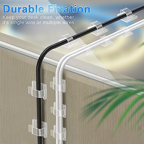 XHF 60PCS 5/8” Clear Adhesive Cable Clips Wall Light Cord Holders