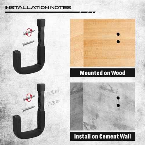 SEDY 6-Piece Heavy Duty Garage Storage Hooks, Wall Mount J Utility Hooks Holds 88 LB, Large Metal Utility, Garage Storage Ladders for Bikes, Garden Tools