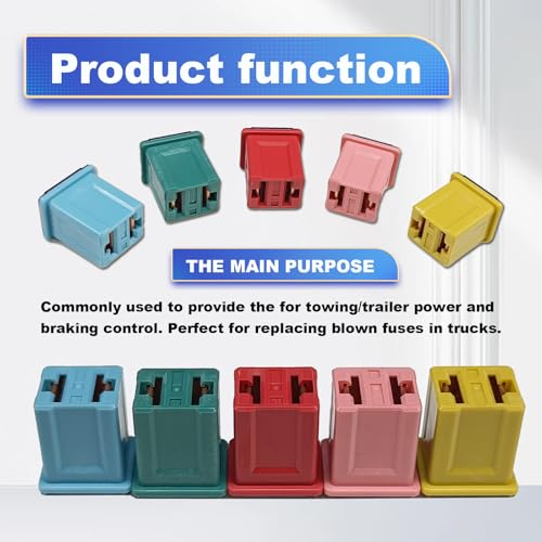 Pleoos Low Profile Jcase Fuse Kit 10Pcs for Cars Trucks SUVs - 20A-60A, Includes Color-Coded Blown Fuses (Variation: LOW)