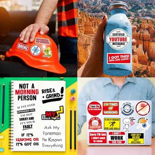 240PCS Funny Hard Hat Stickers for Adults No Repetition, Funny Blue Collar Stickers, Humor Vinyl and Waterproof Stickers for Water Bottle Laptop Tool Box Helmet Welding Electrician Construction
