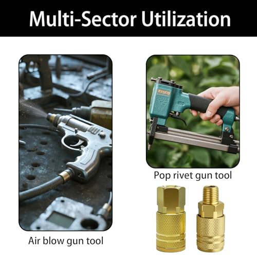 Air Compressor Quick Connect Fittings, 1/4 Inch NPT Brass Couplers and Plugs Set, Air Tool Accessories (1/4" FNPT Female)