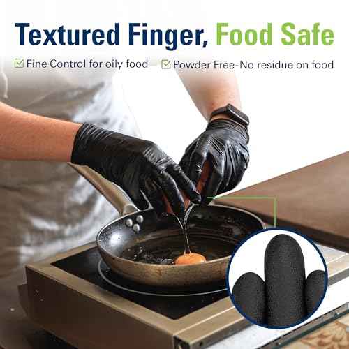 Black Nitrile Gloves, Food Safe Disposable Gloves Latex Free, Rubber Gloves Powder Free for Cooking, Kitchen Clean