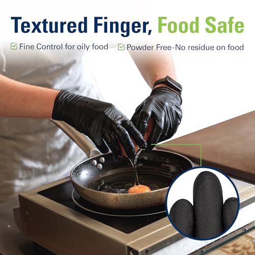 SWIFTLITE Black Nitrile Disposable Gloves Large 100 - Food Safe, Latex-Free