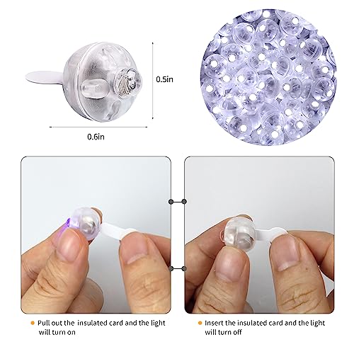Aogist 100pcs White Balloon LED Lights Waterproof Mini Battery-Powered Decorative Lamps for Party Wedding Christmas Halloween