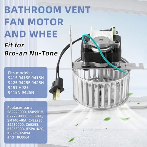 Fetechmate 100% Copper Bathroom Vent Fan Motor Replacement for Nu-Tone 9415 Series - Model 82229000, CW CCW