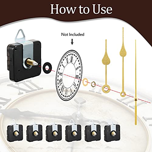 Mudder 6 Pcs Clock Mechanism Replacement Kit with 16mm Shaft, DIY Repair Set