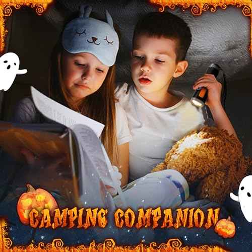 EverBrite Halloween Flashlights Halloween Gifts, Small LED Flash Light Handheld Torch with Lanyard 3AAA Battery Included, 1 Pack-Black