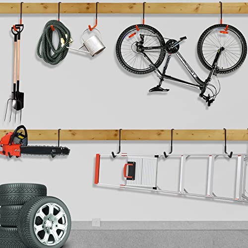 HUPBIPY Black Rafter Hook Hanger Set for Garage & Home Organization - Heavy Duty Steel, Non-Slip Coating, 6 Pack