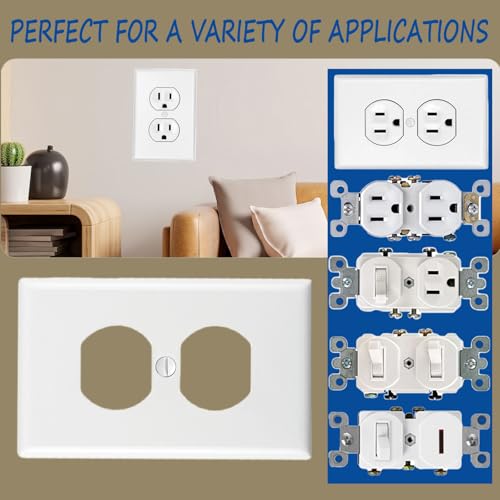 Snnalosses Outlet Covers Wall Plates - Duplex Outlet Wall Plate, 1-Gang, Unbreakable Polycarbonate, UL Listed, 2-Pack
