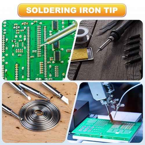 MECCANIXITY 1 Set 900M Soldering Iron Tips Copper Non-magnetic Welding Head with Cleaning Sponge Pad Replacement for Solder Station Tip (I+IS+K+2C+3.2D)