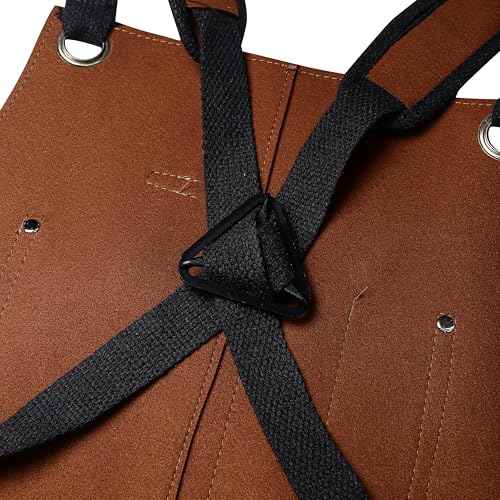 Flame Retardant And Waterproof 6 Pockets Leather Tool Apron for Outdoor Woodwork, Grilling, Kitchen, Unisex,24'' X 36''