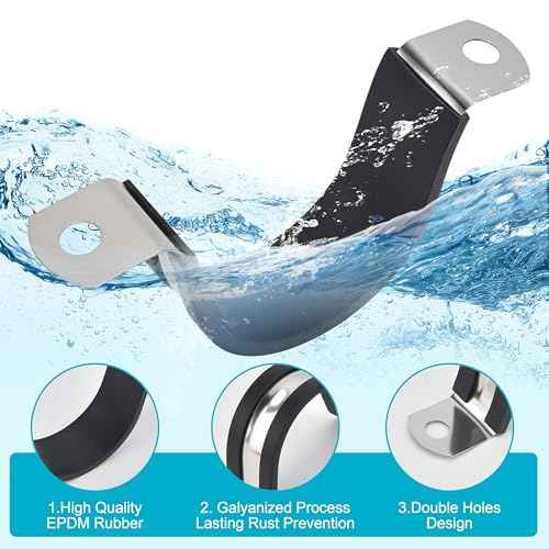 1-1/4 Inch 10 PCS 2 Holes Rubber Cushioned U Bracket Clamp, Reinforced Rigid Pipe Strap, Stainless Steel Conduit Straps Cable Clamp (32 mm) by Tavonuxt