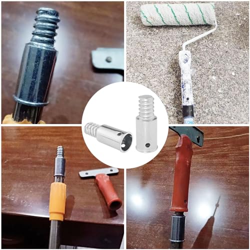 2PCS 22mm/0.87inch Threaded Tips Replacement Metal Threaded Handle Tips Push Broom Handle Threaded End with Screws for Extension Poles Repairing Wood or Metal Poles