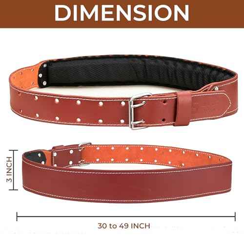 Leather tool belt for men grain leather work belts | 3 inch carpenter constaraction belt multipurpose along with foam padded tool belt 34" to 49"