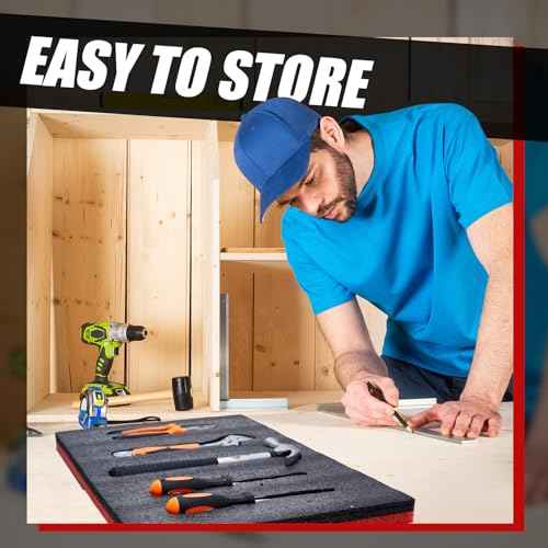 Gisafai 3 Sets 18 x 12 x 1 Inch Tool Box Foam Sets Includes 3 Tool Box Liner 1 Foam Cutter 2 Marker Pens Adjustable Non Slip Organizer Sheet for Toolbox Cabinet Chest Drawer Storage Craft