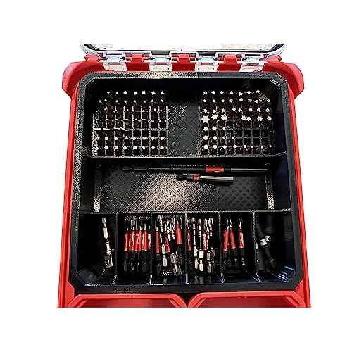 Impact bit holder insert for Packout Low Profile Organizers (7 Compartment + 110 Bit) (Red)