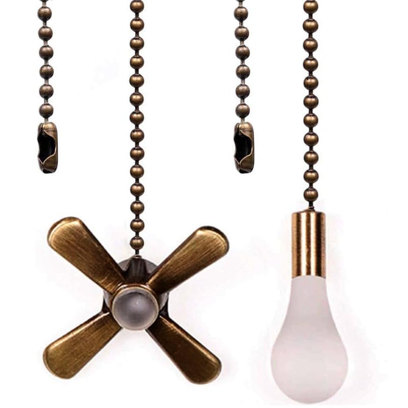 Aoprofree Bronze Ceiling Fan Pull Chain Set, 2 pcs 12in Beaded Ball Pulls
