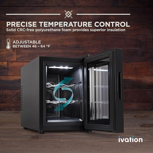 Ivation 6 Bottle Black Thermoelectric Wine Cooler & Chiller with Digital Temp