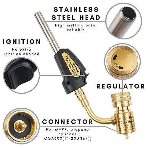 Self-Ignition Stainless Steel Head MAPP Gas Torch 360¡Æ Swivel For Soldering, brazing