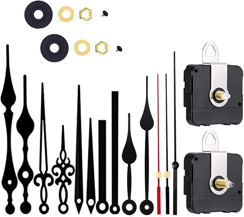 Aloneaka Black Silent Clock Movement Kit with 6 Hands DIY Repair Parts
