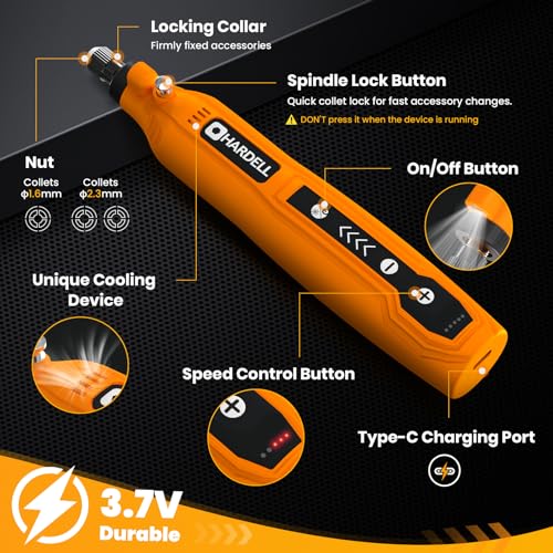 HARDELL Orange 69-Piece Cordless Rotary Tool Kit with 5-Speed & Accessories