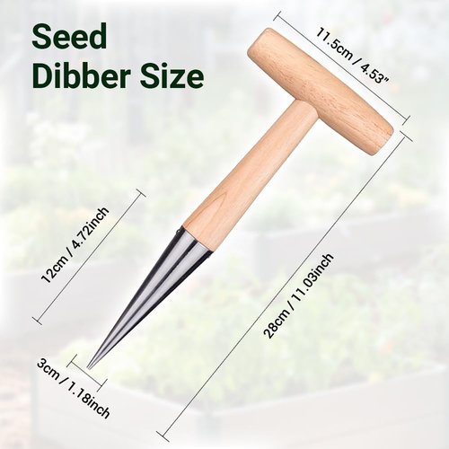 Plant Hole Digger for Planting 2025 New Pointed Soil Hole Digging for Sowing Seeds, Handheld Garden Seed Planter Tool for Flowers Vegetables Seed Dispenser - T Shaped Handle - Easy to Drill Holes