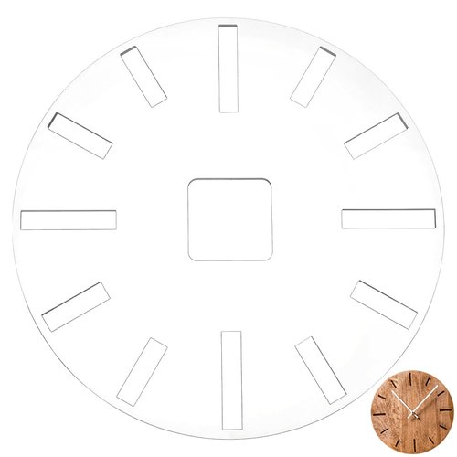 BENECREAT Clock Router Templates, 12inch Acrylic Router Inlay Template, Circle Clock Face with Clock Dials for Woodworking, DIY Clock Board, 6mm Thick