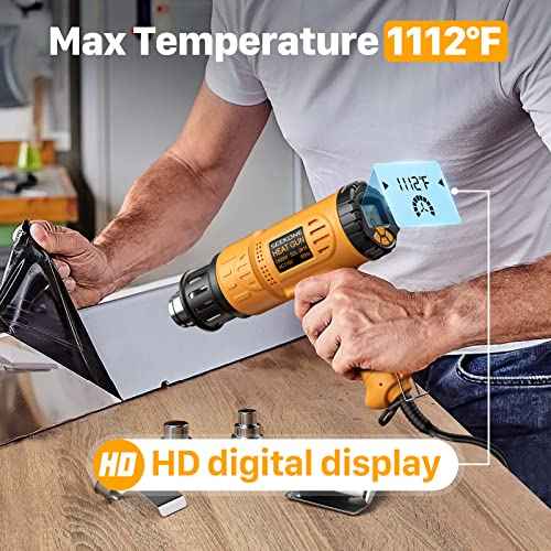 Heat Gun, SEEKONE 1800W Hot Air Gun Kit with Large Digital LCD Display Variable Temperature (122¡ÆF-1112¡ÆF) Memory Settings and 4 Nozzles for Paint Remover/Stripper, Home Improvement/Restoration