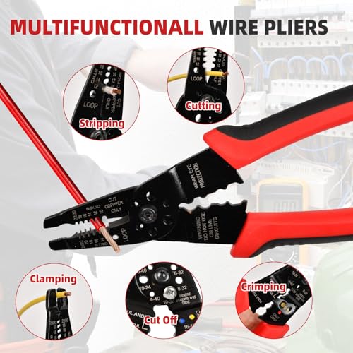 8-Inch Wire Stripper, Cutter, Crimper for Electrical Work - ANGELSWORD