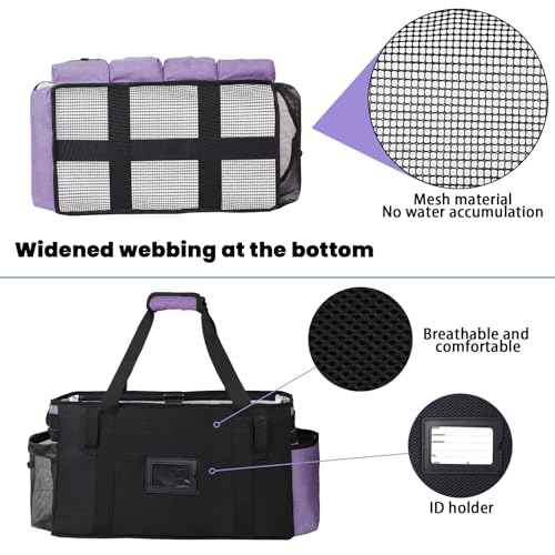 Extra large Cleaning Caddy Bag Built-in Sturdy Support Board, Cleaning Organizer with Detachable Divider, Cleaning Supply Tote with Adjustable Shoulder Strap (Purple, 19'' x 11'' x 11'')