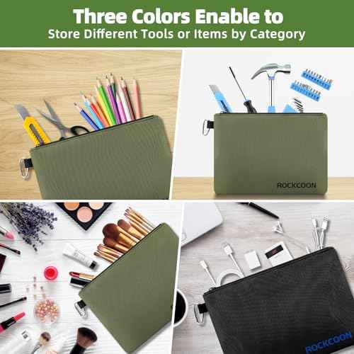 3 Pack Zipper Pouch, Multipurpose Zippers Pouches for Organizing, Durable & Waterproof Premium Small Tool Bag with Liner Pocket