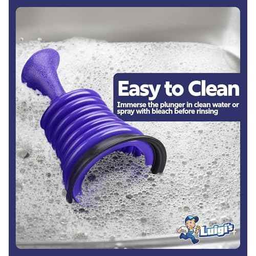 Luigi's Mini Sink Plunger Kitchen - Sink Plunger Bathroom - Drain Bathtub or Shower - Small and Powerful Clog Remover - Commercial Style Plumbers Plungers with Large Bellows