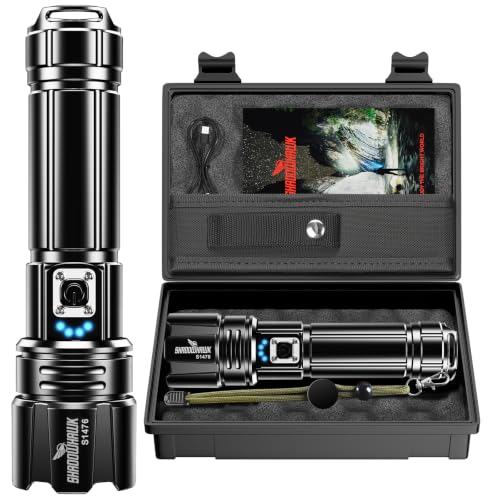 Shadowhawk Black 10000 Lumens Rechargeable 30W LED Flashlight with Focus