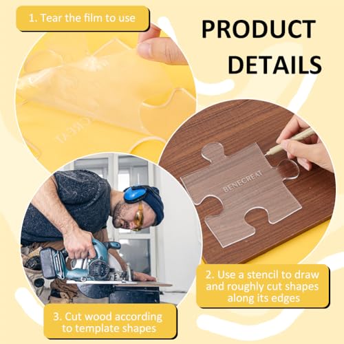 BENECREAT 2pcs Acrylic Puzzle Router Template, 5.5x5.5inch Acrylic Handle Cutting Board Serving Board Router Template for Charcuterie Home Kitchen Cutting Board Handle, 4mm Thick