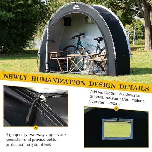 Happy Travel Bike Storage Shed Tent,Outdoor Portable Bicycle Storage Sheds with 210D Oxford Fabric PU4000 Waterproof for 2/3/4/6/8 Bikes,Bike Covers Shelter for Motorcycle,Garden Tools,Toys,Lawn Mower