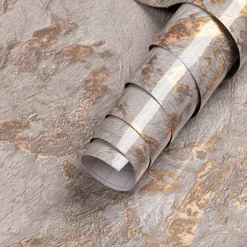 Gray and Gold Marble Fancy Wallpaper 16" x 78.7'' Thicken Granite Peel and Stick Contact Paper Vintage Texture Glossy Self-Adhesive Waterproof Vinyl Removable for Living Room Countertop Kitchen Garage