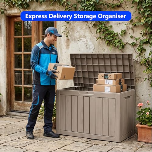 45 Gallon Lockable Outdoor Resin Storage Deck Box for Patio & Garden - Grey