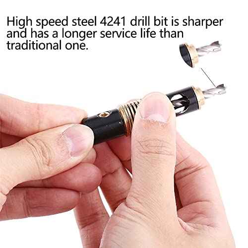 Watris Veiyi Self Centering Hinge Drill, Centering Bits, Hex Shank Center Drill Bit Set, Center Hole Bit, Door Window Cabinet Centering Drill Bits Hinge Opening Tool(5mm&1/4")