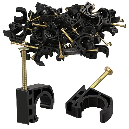 50 Pack 1/2 Inch J-Hooks with Nails for Pipe Support & Structural Projects - PXZBLG