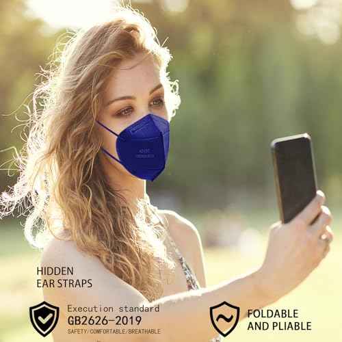 TIZZYT KN95 Face Mask | 50 Pack Disposable Face Mask | 5-Layers Comfortable Masks | KN95 Masks for Adults,Morandi Color