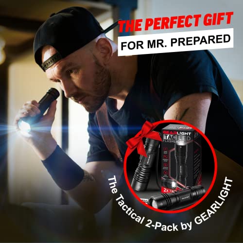 GearLight Black LED Tactical Flashlight - Compact Military-Grade Emergency Torch