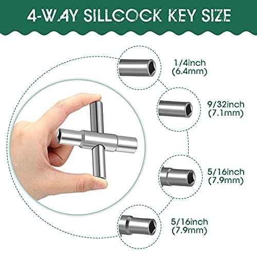 Chumia 2 Pieces Water Key 4-way 6-way Sillcock Wrench Handcuff Key Kit Utility Multifunctional Repair Tool Elevator Faucet Wrenchfor Valve Faucet Cabinet Opening and Spigots